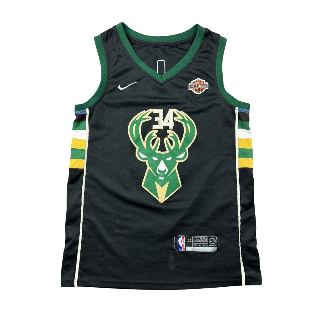 Milwaukee Bucks Jersey Mens Size 44 Giannis Antetokounmpo Black Swingman Harley‎